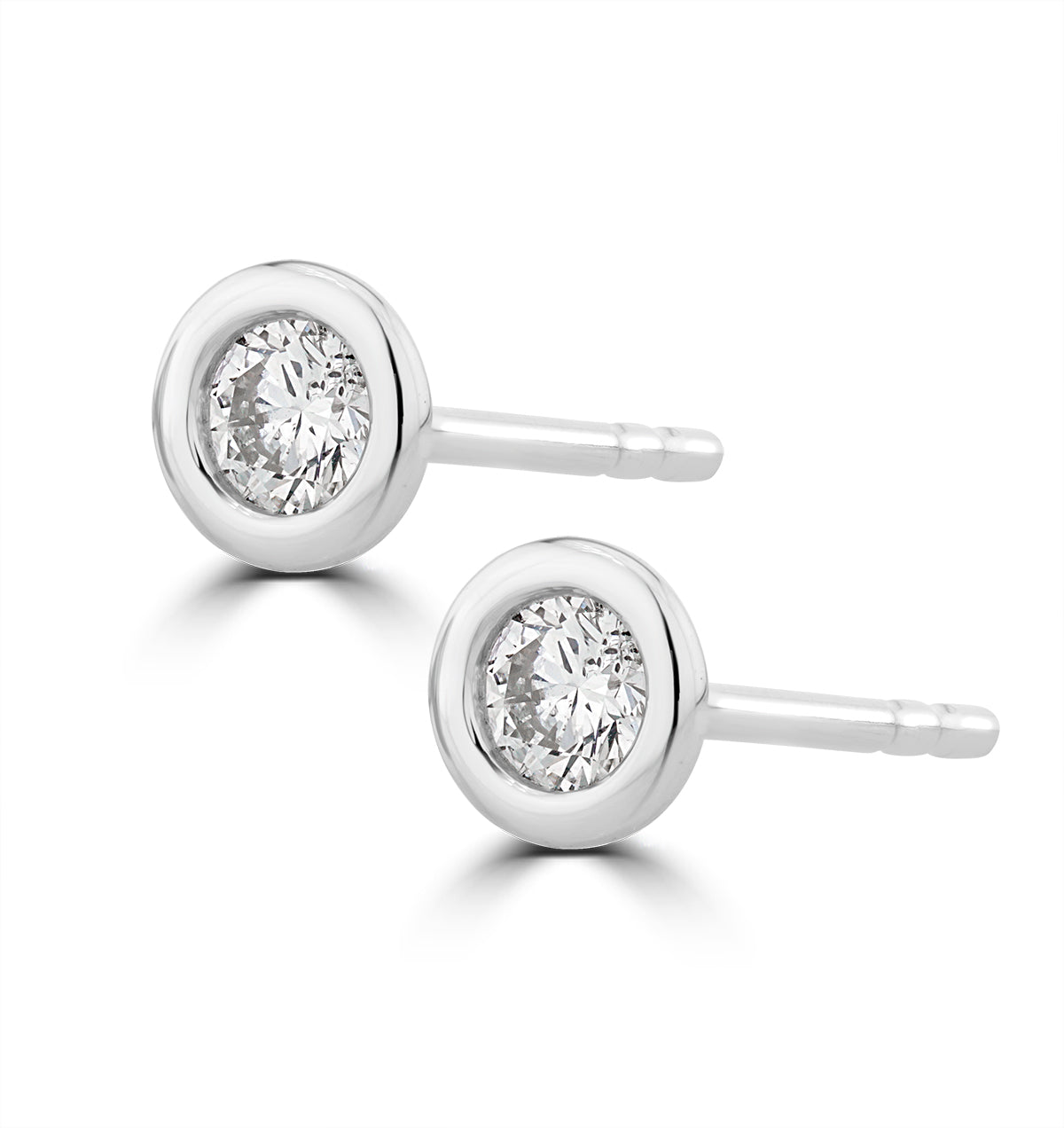 0.10ct Lab Diamond Rub Over Studs Earrings in 9K White Gold - 4mm