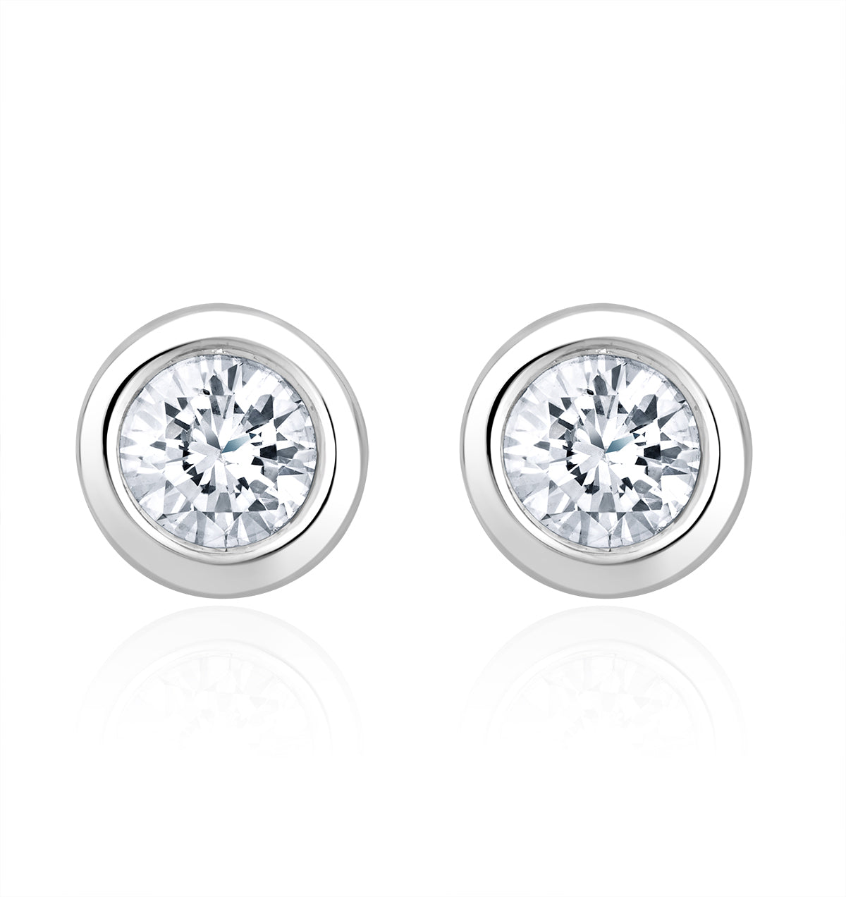 0.30ct Lab Diamond Rub Over Studs Earrings in 9K White Gold - 5.2mm