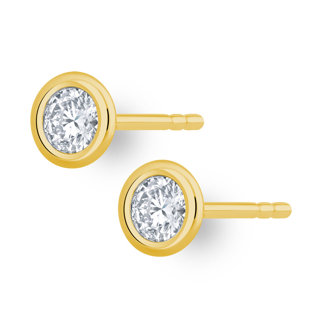0.30ct Lab Diamond Rub Over Stud Earrings in 9K Gold - 5.2mm