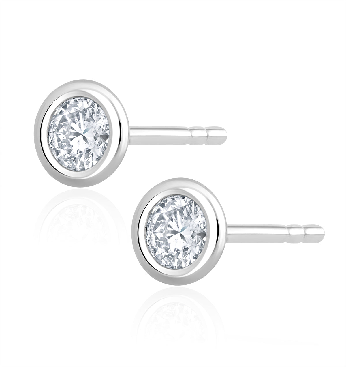 0.30ct Lab Diamond Rub Over Studs Earrings in 9K White Gold - 5.2mm
