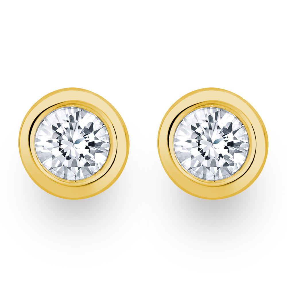 0.50ct Lab Diamond Rub Over Stud Earrings in 9K Gold - 5.6mm