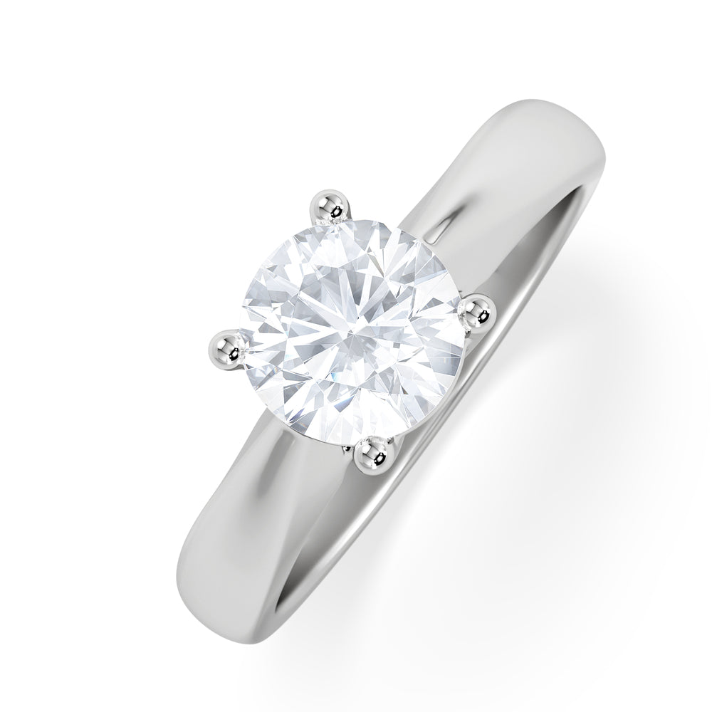 Naomi Round Cut Lab Diamond Engagement Ring 1.00ct H/SI in 9k White Gold