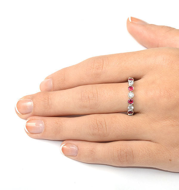 Ruby 1.50ct And G/VS Diamond 18KW Gold Eternity Ring