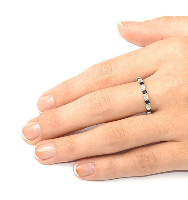 Sapphire 0.70ct And Diamond Platinum Eternity Ring