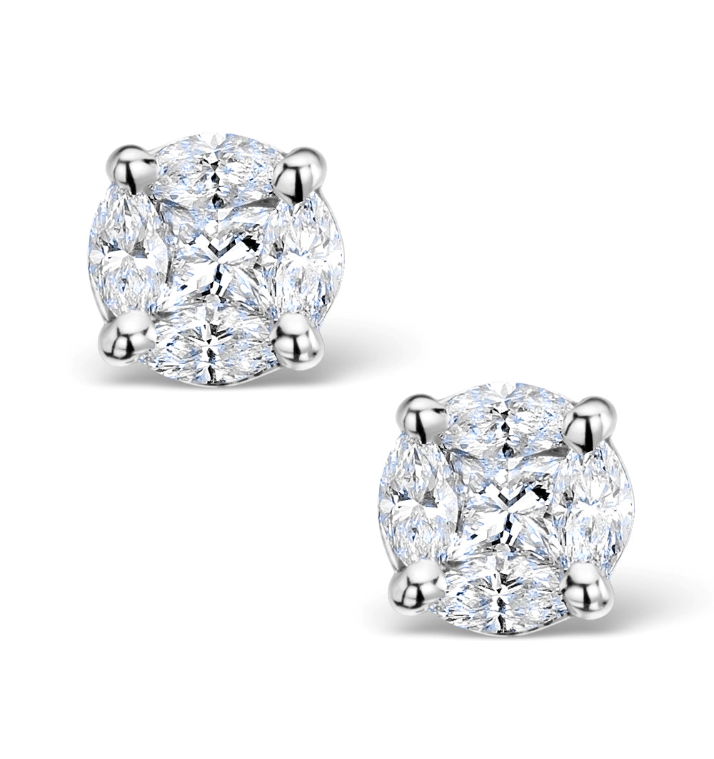 Diamond Earrings 2.00ct Look Galileo Style 0.74ct in Platinum
