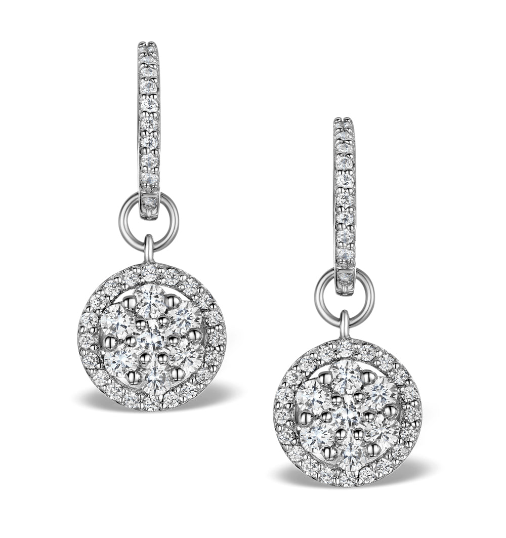 Halo Lab Diamond Drop Earrings - Florence - 1.50ct - in 9K White Gold