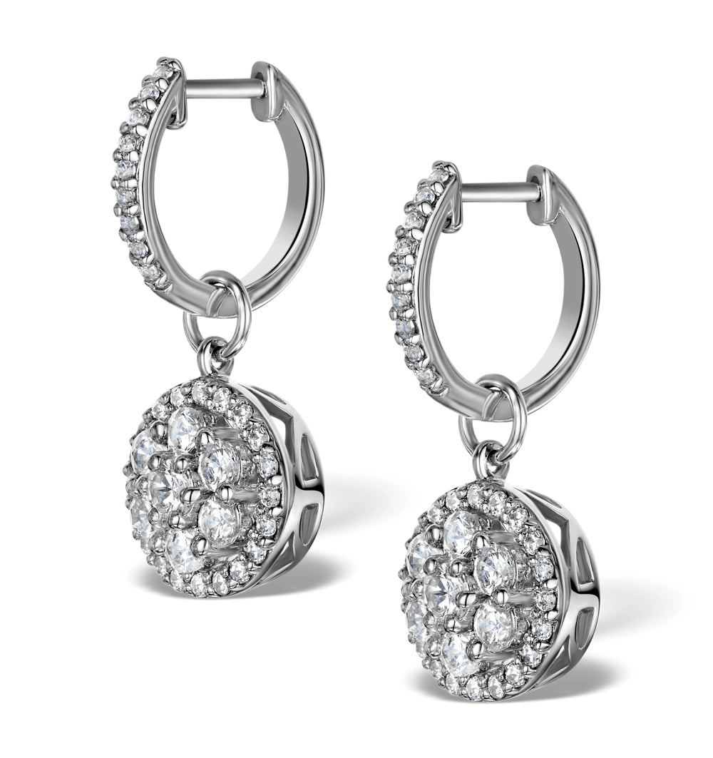Halo Lab Diamond Drop Earrings - Florence - 1.50ct - in 9K White Gold