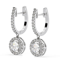Ella Lab Diamond Halo Drop Earrings 2.60ct in 18K White Gold F/VS1