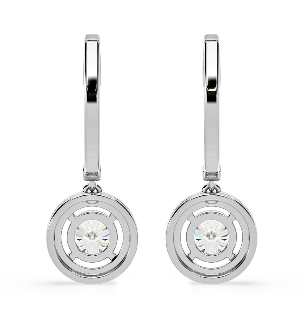 Ella Lab Diamond Halo Drop Earrings 2.60ct in 18K White Gold F/VS1