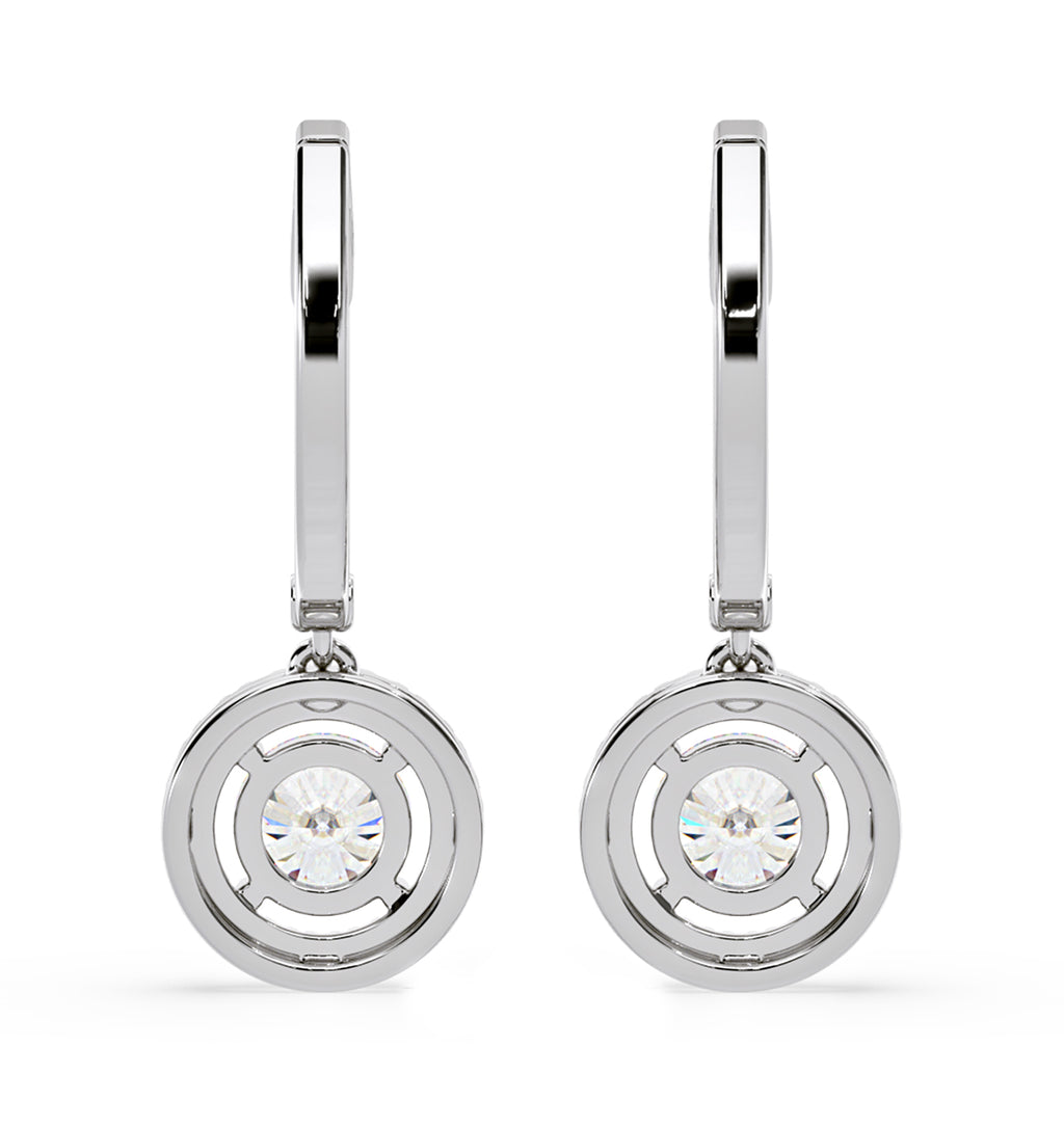 Ella Lab Diamond Halo Drop Earrings 2.60ct in 18K White Gold F/VS1