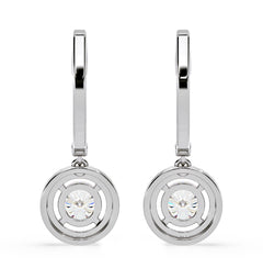 Ella Lab Diamond Halo Drop Earrings 2.60ct in 18K White Gold F/VS1