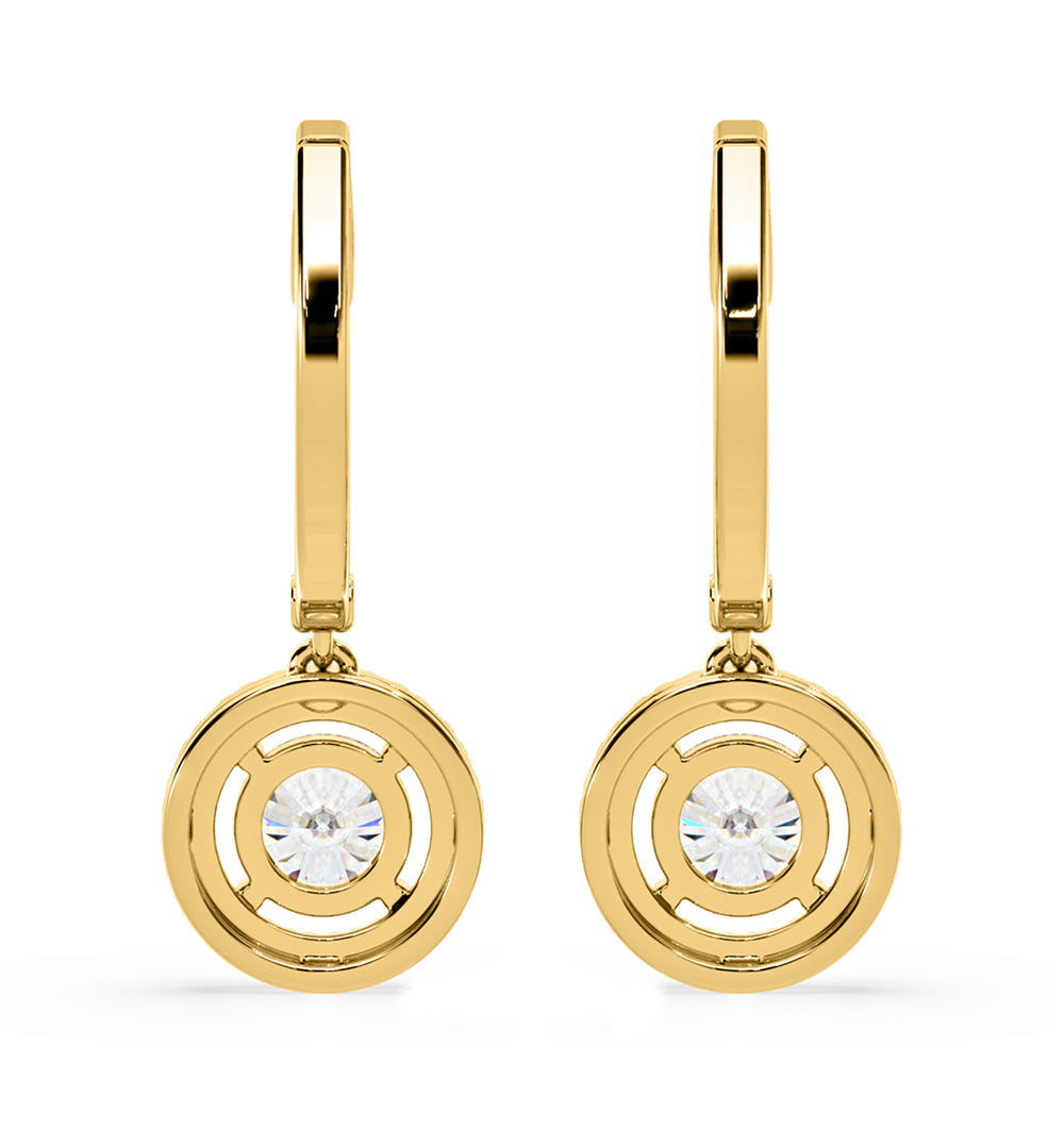 Ella Lab Diamond Halo Drop Earrings 2.60ct in 18K Yellow Gold F/VS1
