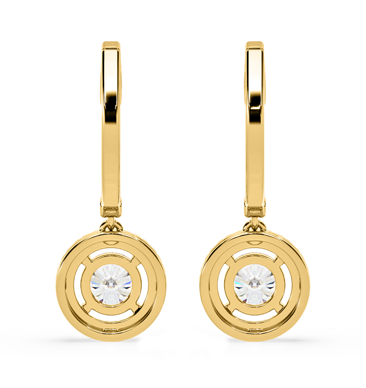 Ella Lab Diamond Halo Drop Earrings 2.60ct in 18K Yellow Gold F/VS1