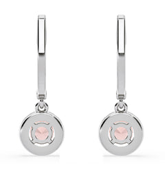 Ella Pink Lab Diamond 1.48ct Halo Drop Earrings in 18K White Gold - Elara Collection