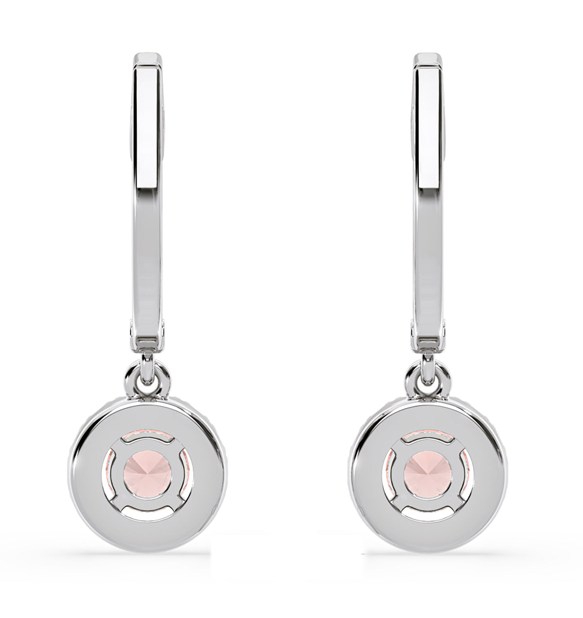 Ella Pink Lab Diamond 1.48ct Halo Drop Earrings in 18K White Gold - Elara Collection