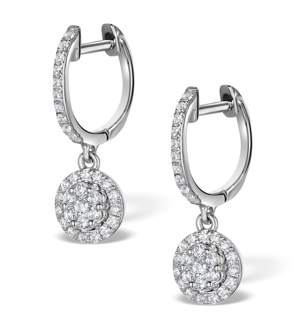 Halo Lab Diamond Drop Earrings - Florence - 0.46ct - in 9K White Gold