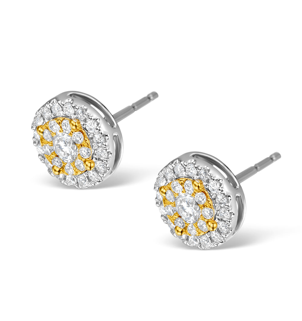 Diamond Halo Earrings 0.62ct H/Si in 18K White Gold - P3485Y