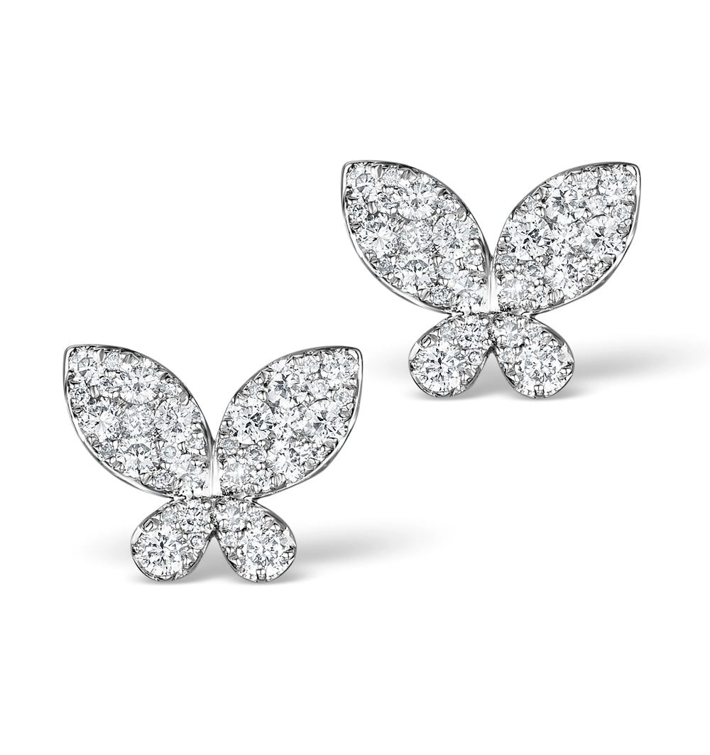 Athena Diamond Drop Butterfly Earrings Multi Wear 1.09ct 18KW Gold