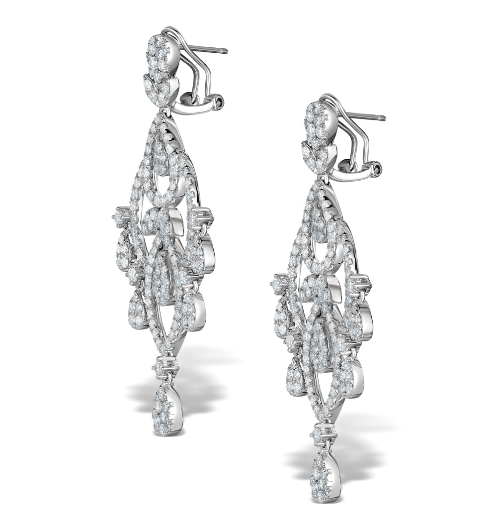 Diamond Pyrus Drop Chandelier Earrings 5ct in 18K White Gold P3402