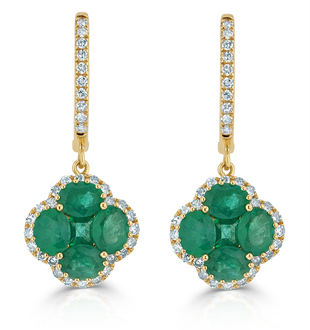 Alegria 2.05ct Emerald and Lab Diamond Earrings in 9K Yellow Gold