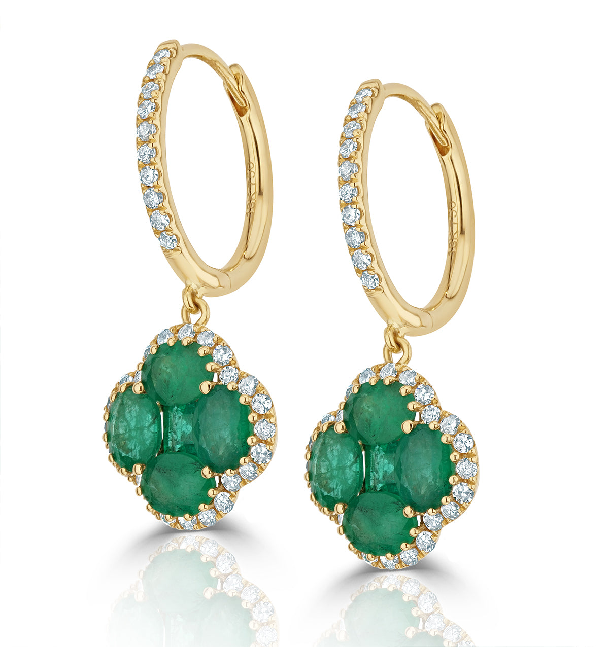 Emerald 2.05ct And Diamond 18K Yellow Gold Alegria Earrings
