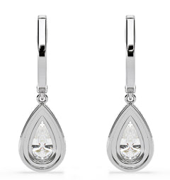 Diana Pear Lab Diamond Halo Drop Earrings 2.60ct in 18K White Gold F/VS1