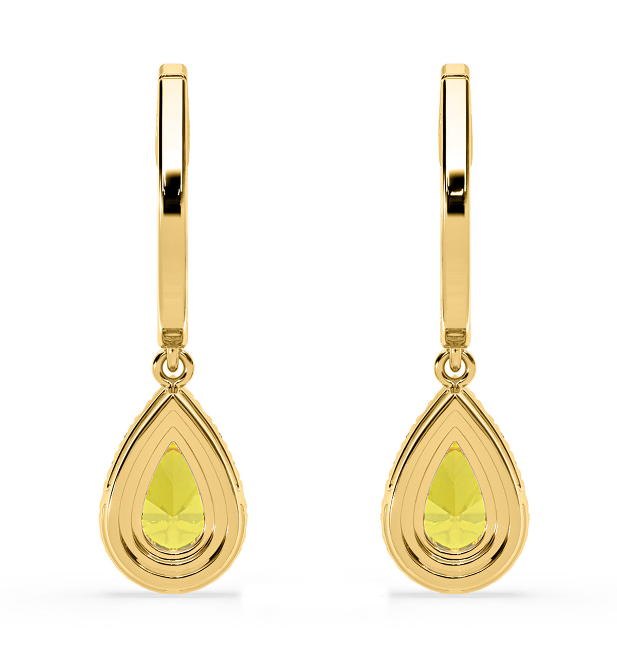 Diana Yellow Lab Diamond 1.48ct Pear Halo Drop Earrings in 18K Yellow Gold - Elara Collection
