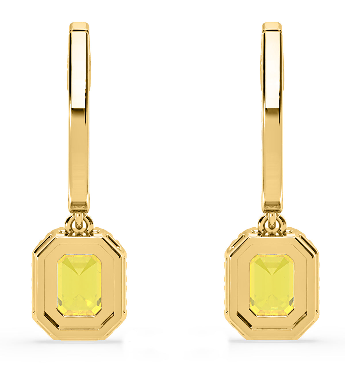 Annabelle Yellow Lab Diamond 1.48ct Emerald Cut Halo Earrings in 18K Yellow Gold - Elara Collection