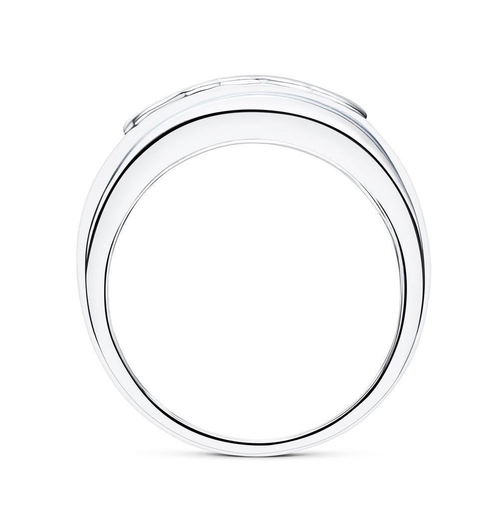 18K White Gold Chunky Ladies Diamond Ring - SIZE M