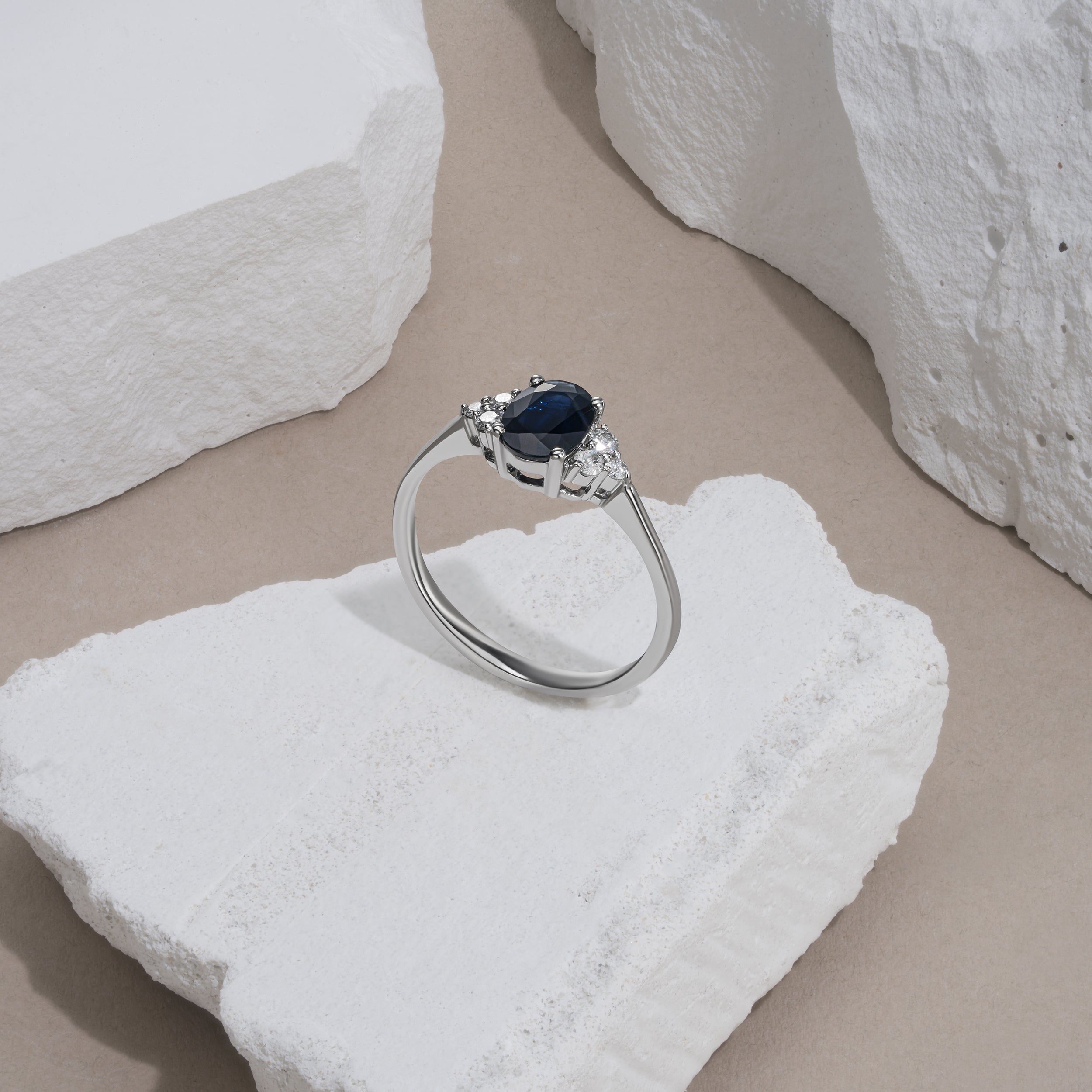 Sapphire 1.00ct And Diamond 18K White Gold Ring