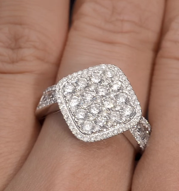 Diamond Galileo 1.75CT Side Stone Ring in 18K White Gold Ring - N4536Y