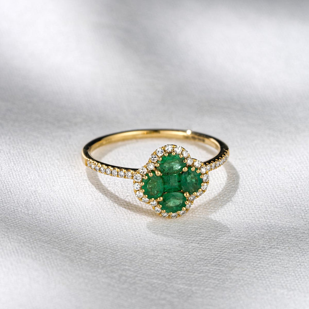 Emerald 1.06ct And Diamond 18K Yellow Gold Alegria Ring