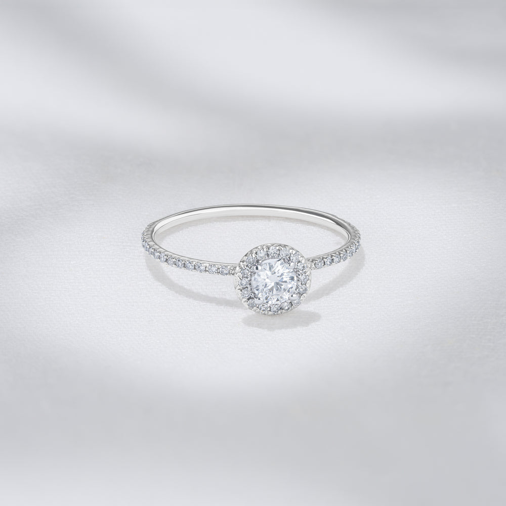 Ella Halo Lab Diamond Engagement Ring 0.55ct in 9K White Gold