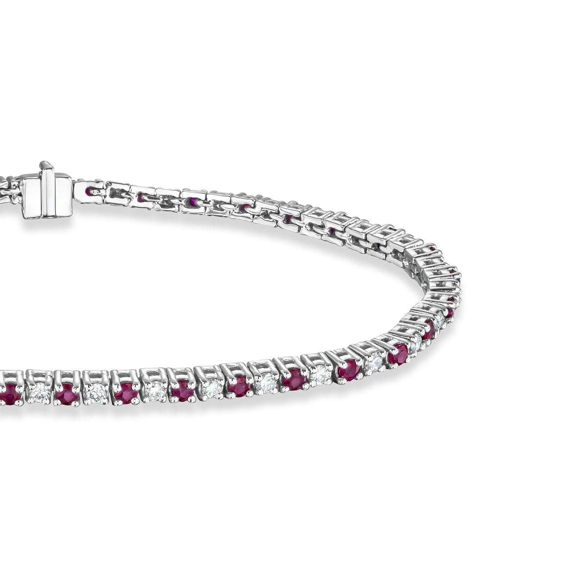 Ruby and 1ct Lab Diamond Tennis Bracelet in 925 Sterling Silver