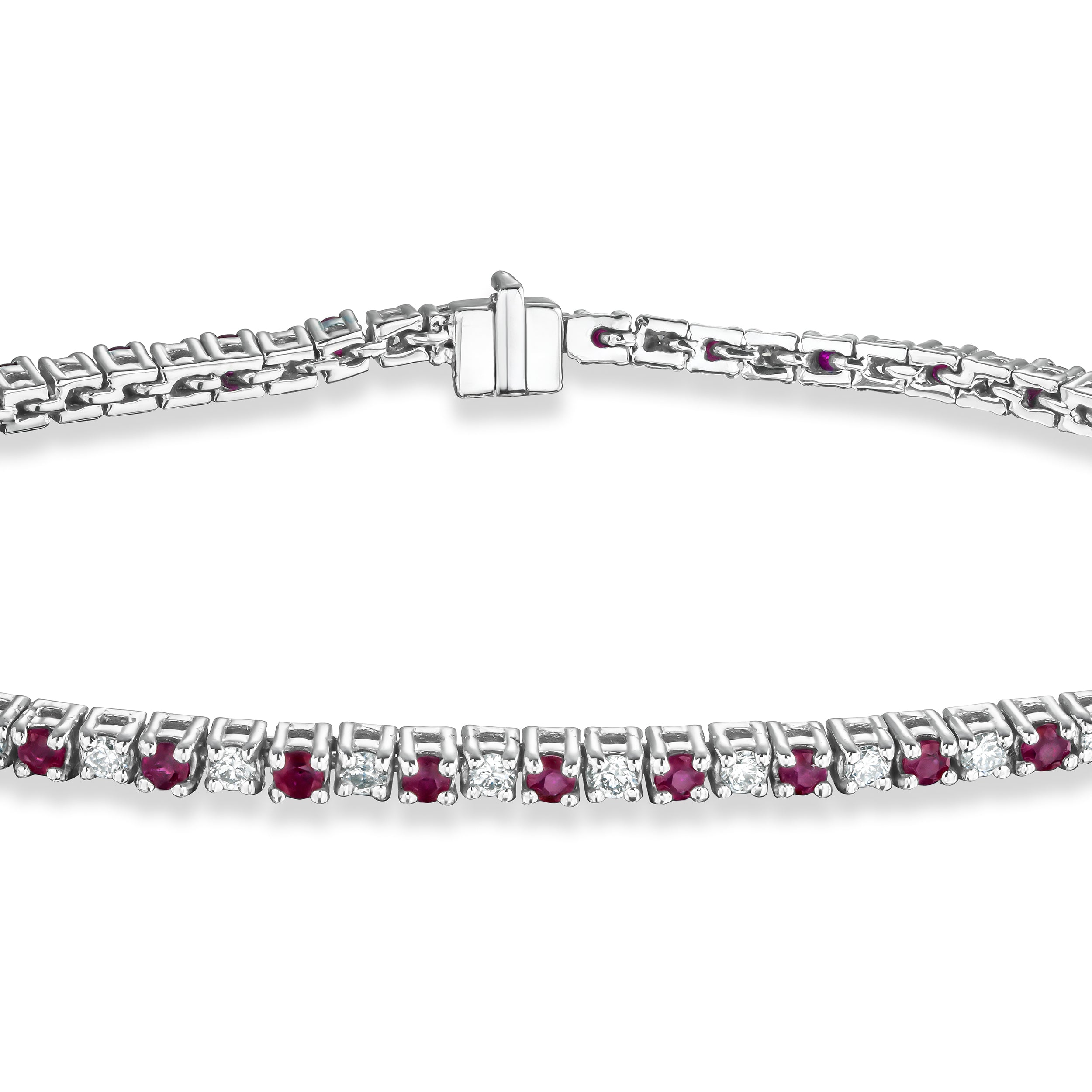 Ruby and 1ct Lab Diamond Tennis Bracelet in 925 Sterling Silver