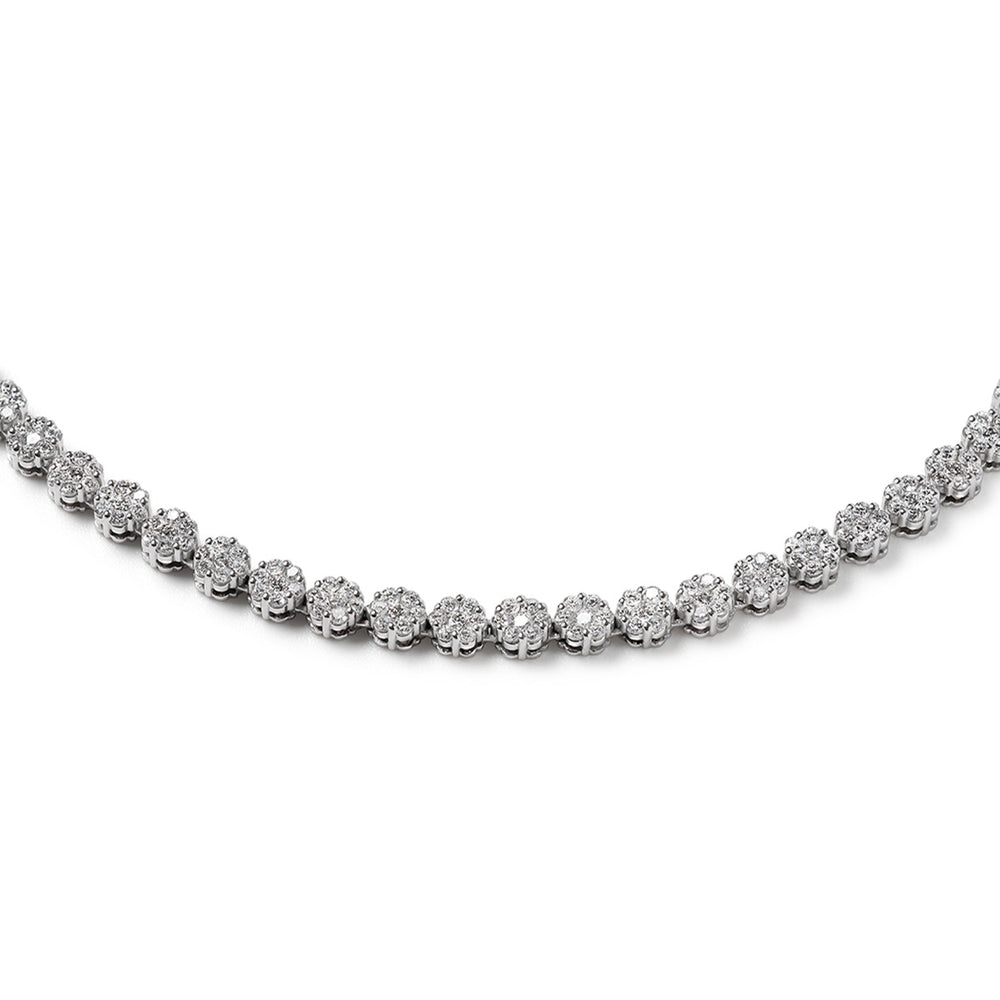10.00ct Lab Diamond Cluster Tennis Necklace in 9K White Gold H/SI