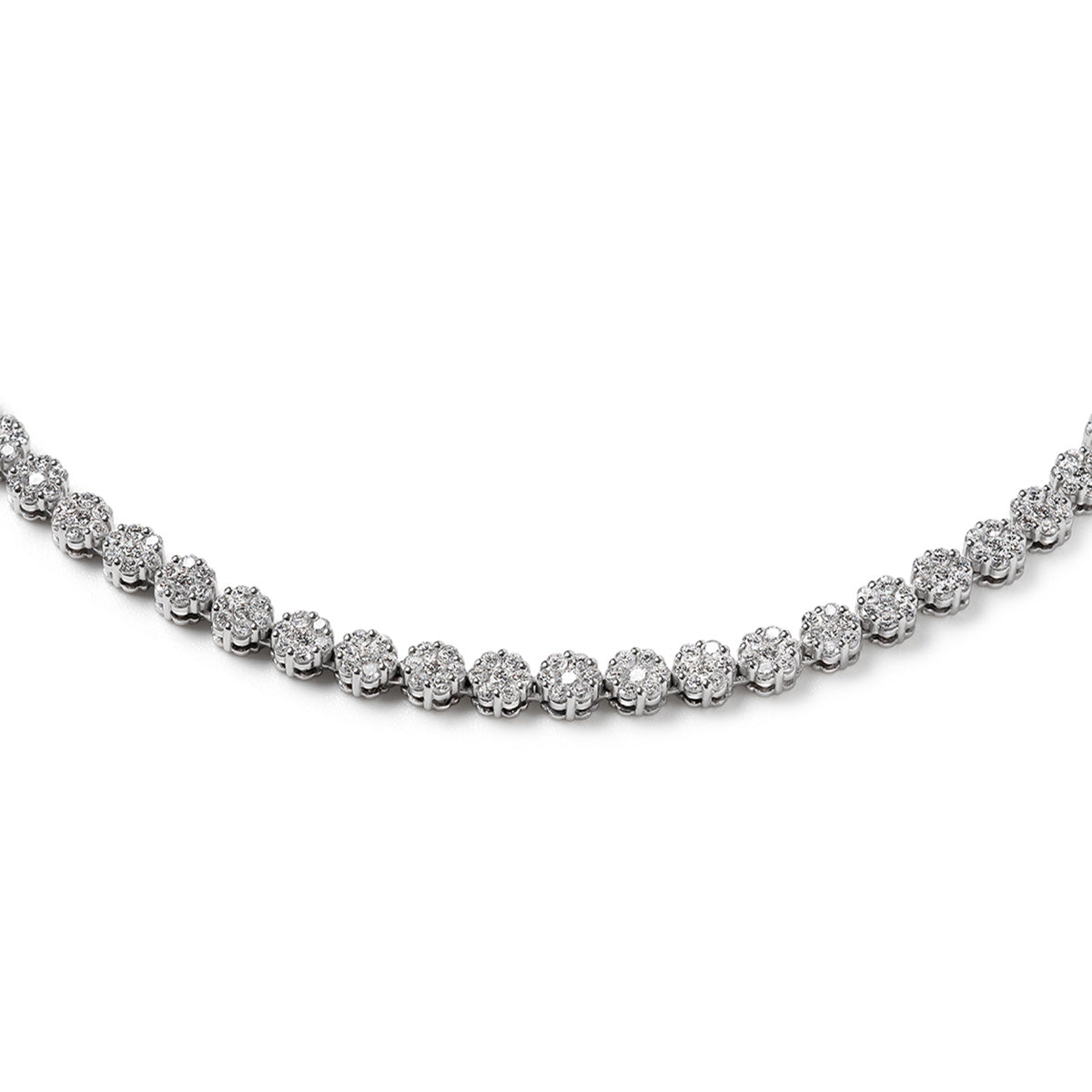 10.00ct Lab Diamond Cluster Tennis Necklace in 9K White Gold H/SI