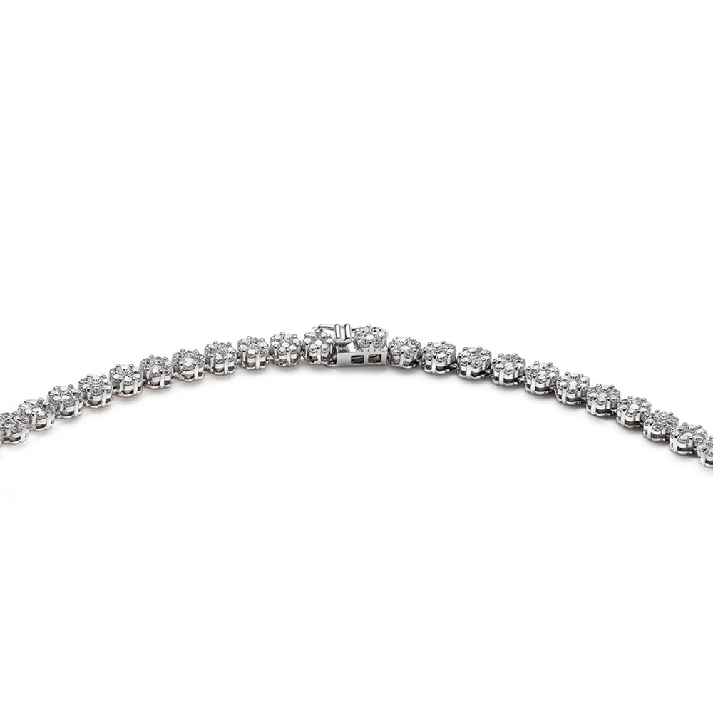 10.00ct Lab Diamond Cluster Tennis Necklace in 9K White Gold H/SI