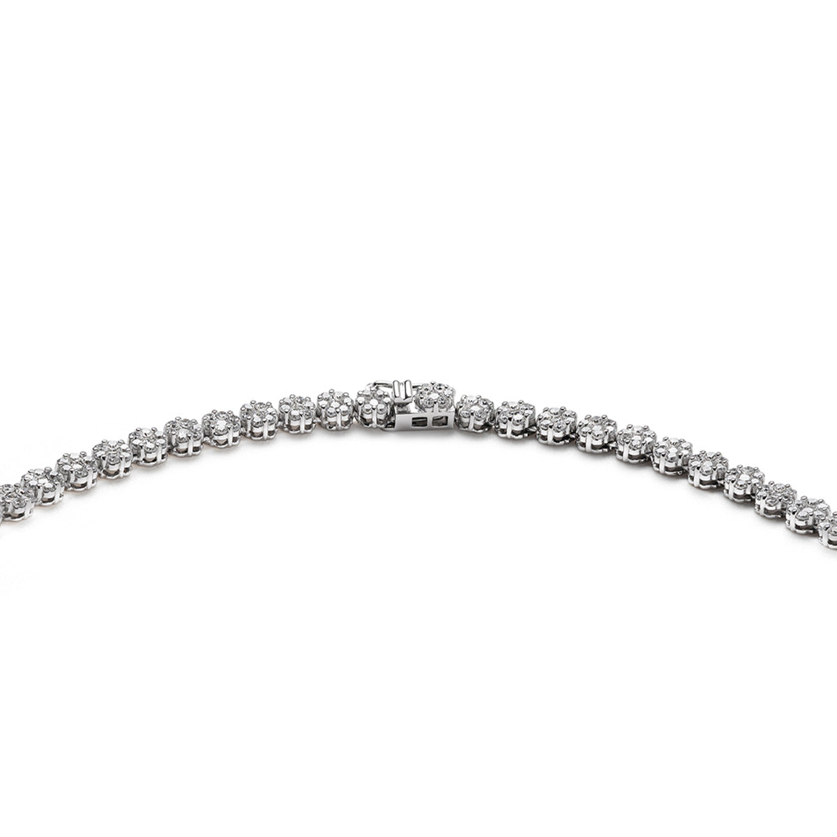 10.00ct Lab Diamond Cluster Tennis Necklace in 9K White Gold H/SI