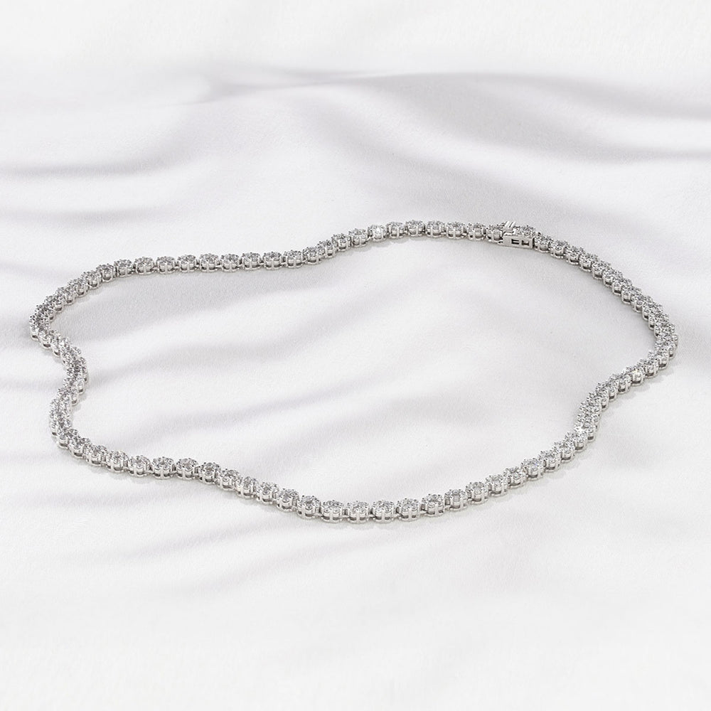 10.00ct Lab Diamond Cluster Tennis Necklace in 9K White Gold H/SI