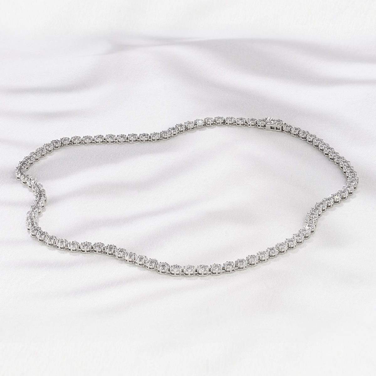 10.00ct Lab Diamond Cluster Tennis Necklace in 9K White Gold H/SI