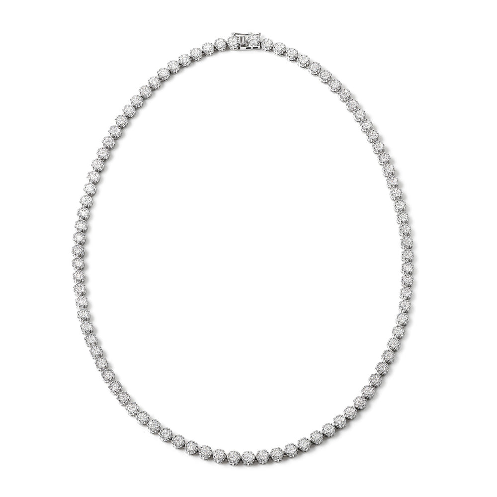 10.00ct Lab Diamond Cluster Tennis Necklace in 9K White Gold H/SI