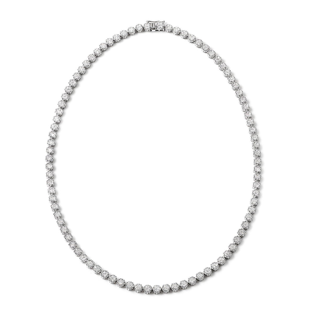 10.00ct Lab Diamond Cluster Tennis Necklace in 9K White Gold H/SI