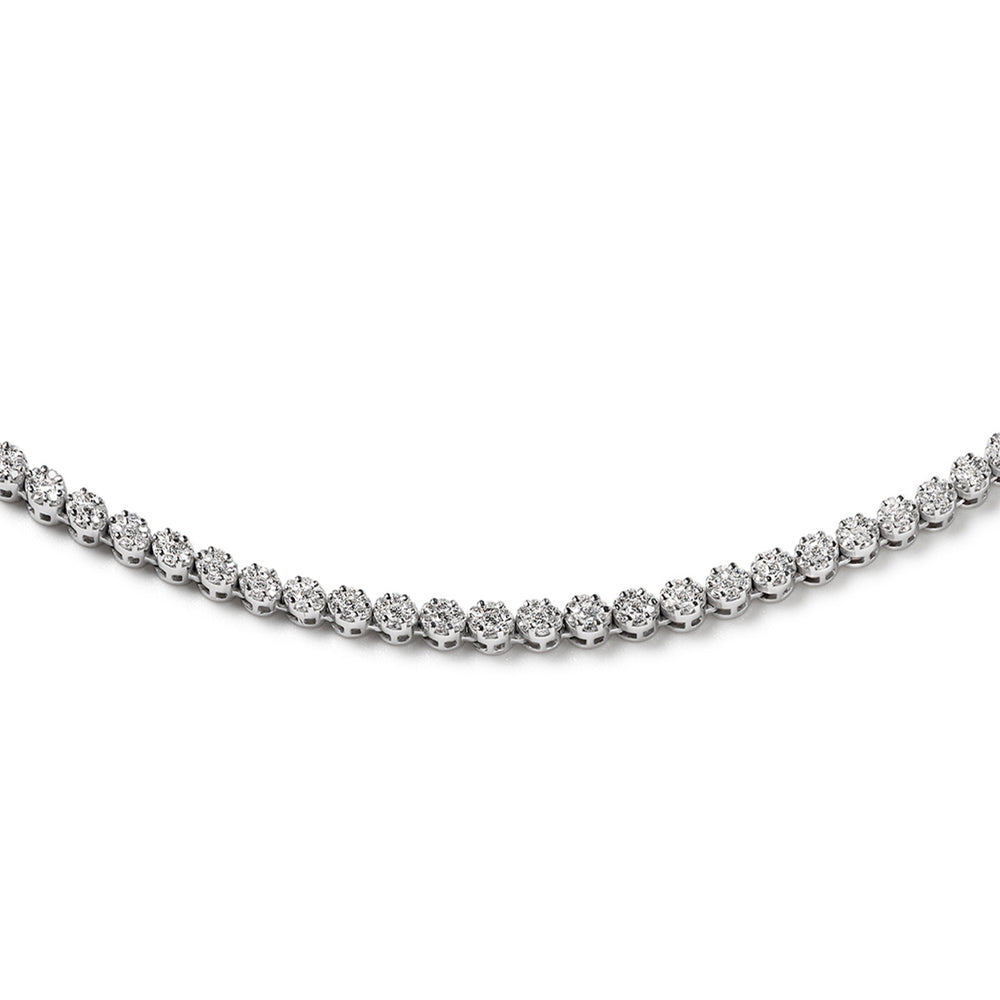 5.00ct Lab Diamond Cluster Tennis Necklace in 9K White Gold H/SI