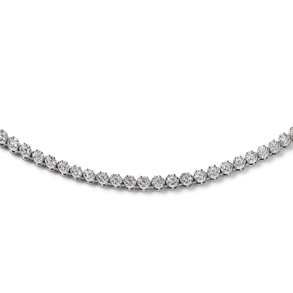 5.00ct Lab Diamond Cluster Tennis Necklace in 9K White Gold H/SI