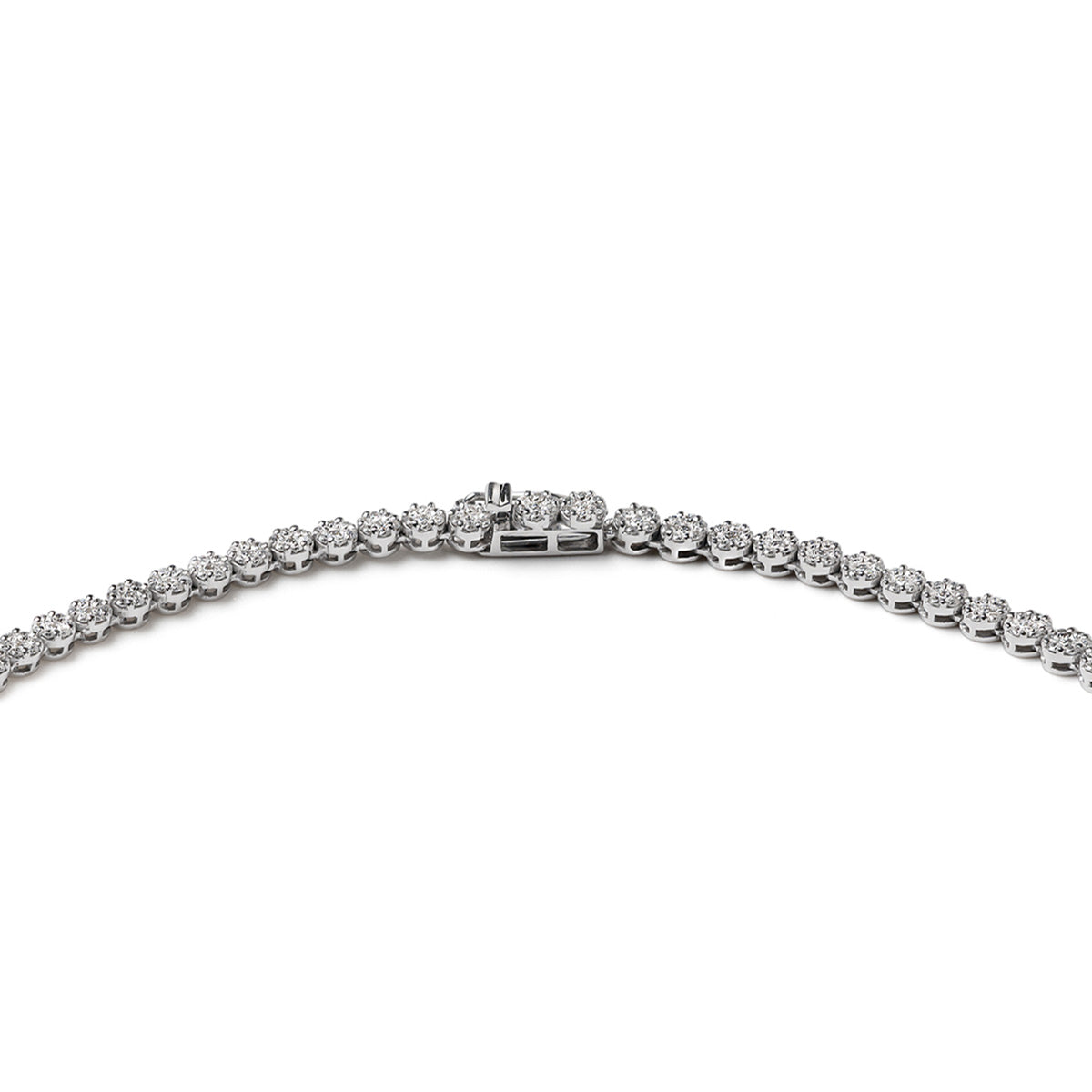 5.00ct Lab Diamond Cluster Tennis Necklace in 9K White Gold H/SI