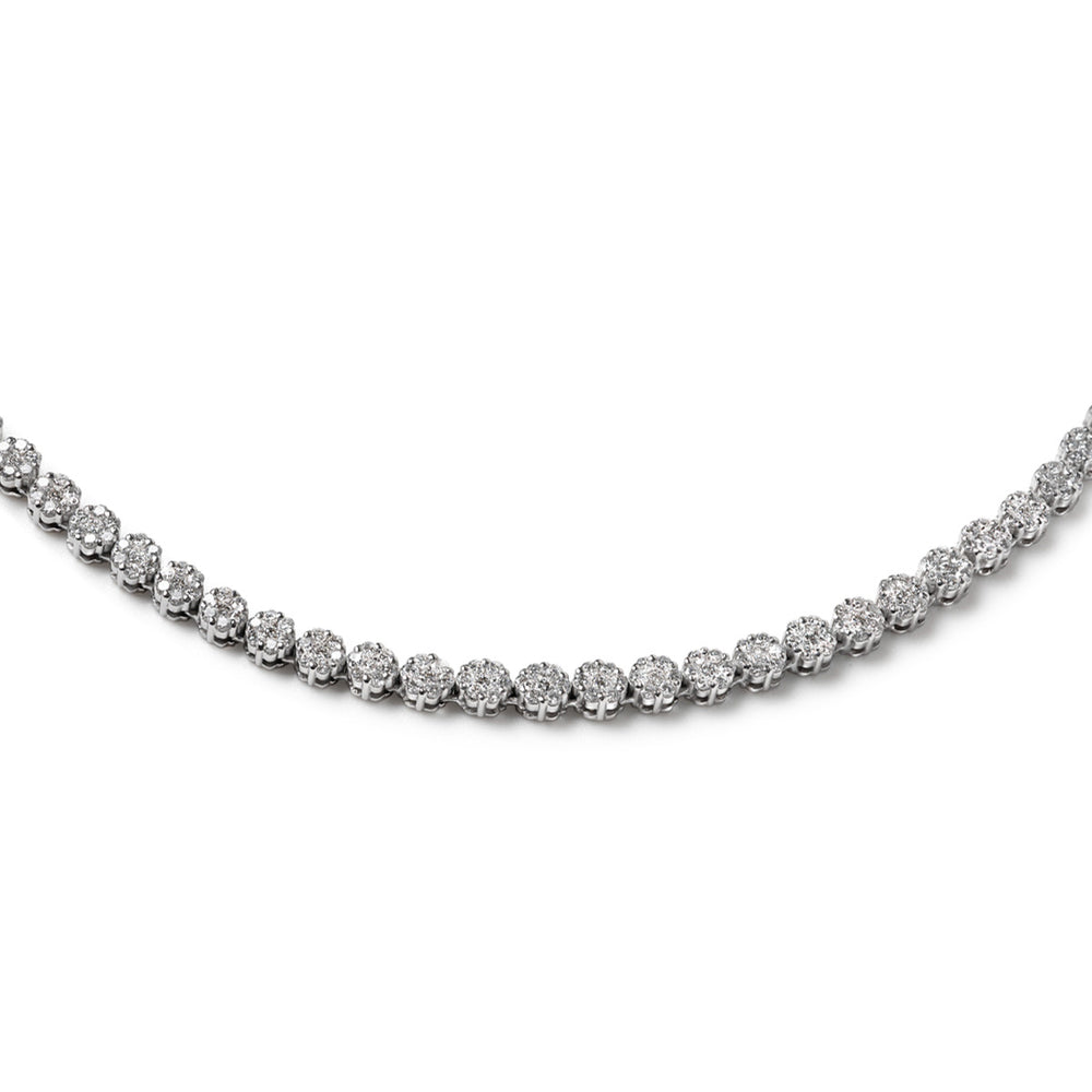 18KW Diamond Cluster Necklace 7.00ct H/Si
