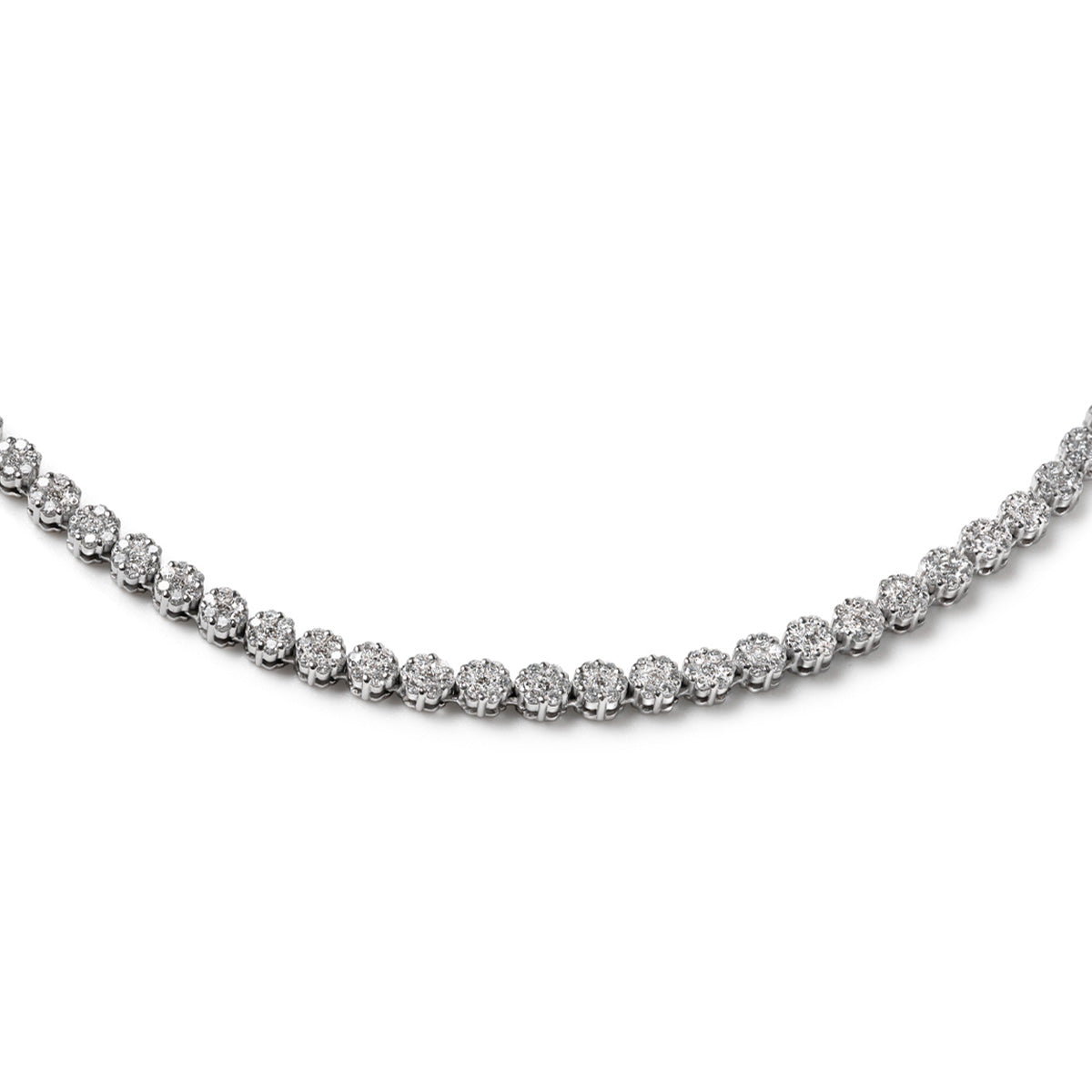18KW Diamond Cluster Necklace 7.00ct H/Si
