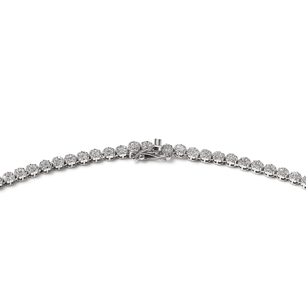 7.00ct Lab Diamond Cluster Tennis Necklace in 9K White Gold H/SI