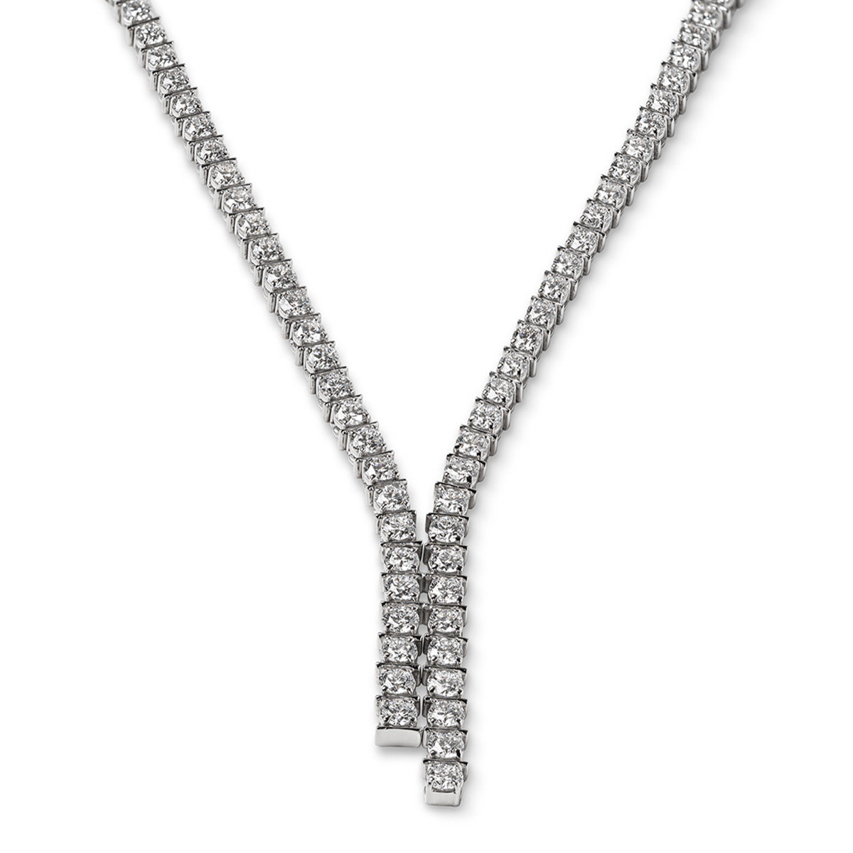 10.00ct Lab Diamond Drop Tennis Necklace in 9K White Gold F/VS